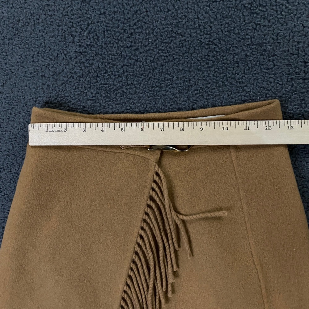 Sandro Luciana Fringe Mini Skirt size O Wool Wrapover Mini Camel - Picture 10 of 12